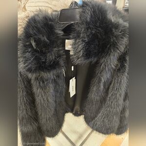 Jason Wu Cropped Women's Black Faux Fur Jacket